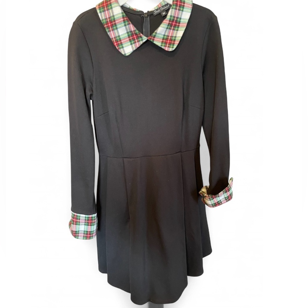Black dress with plaid collar detail